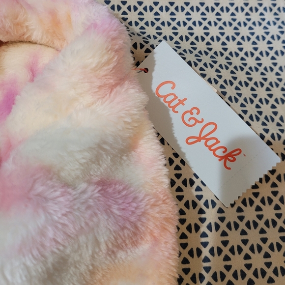 NWT Cat & Jack Pink Orange White Sherpa Fuzzy Pants - Picture 4 of 6
